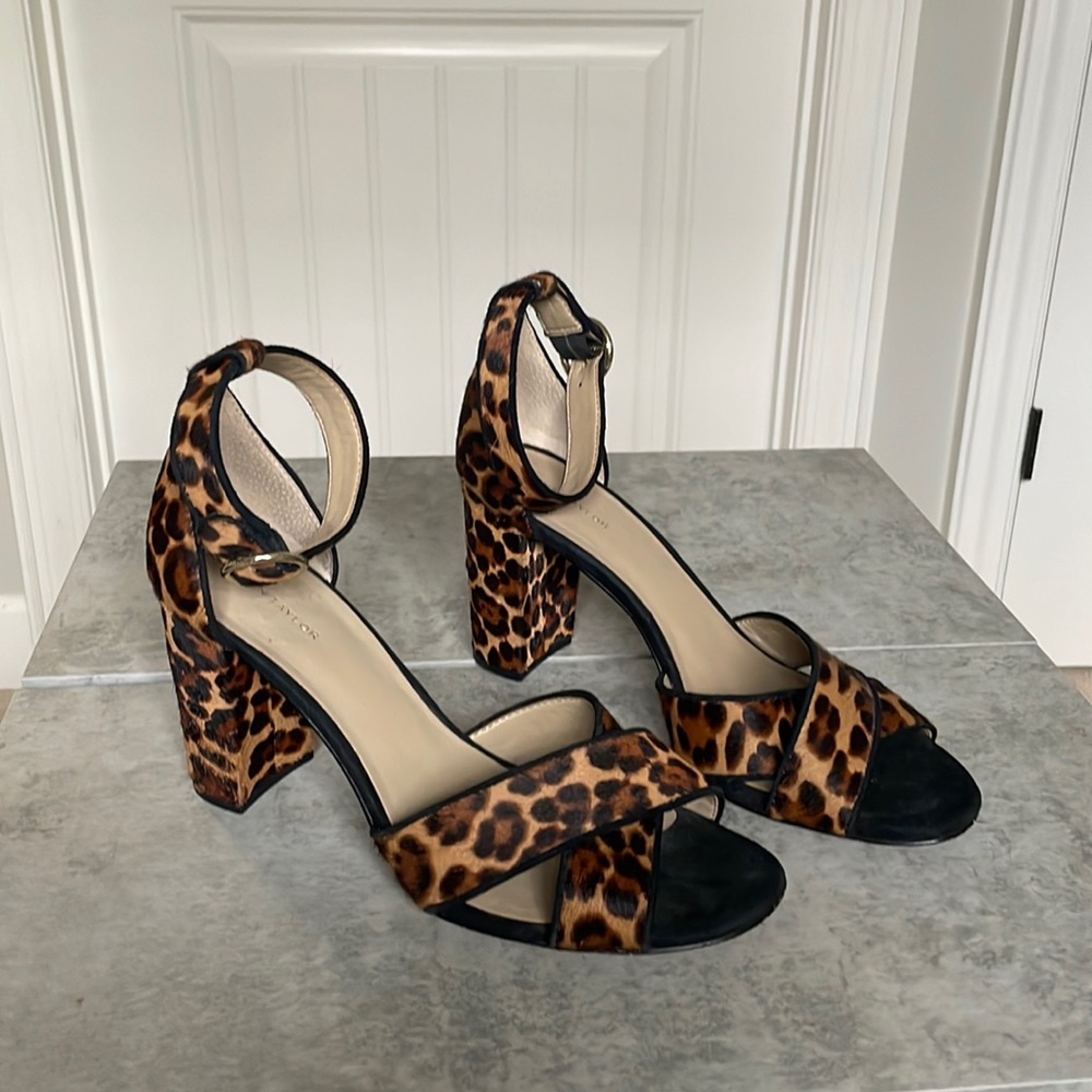 Ann Taylor leather 3” block heel sandals